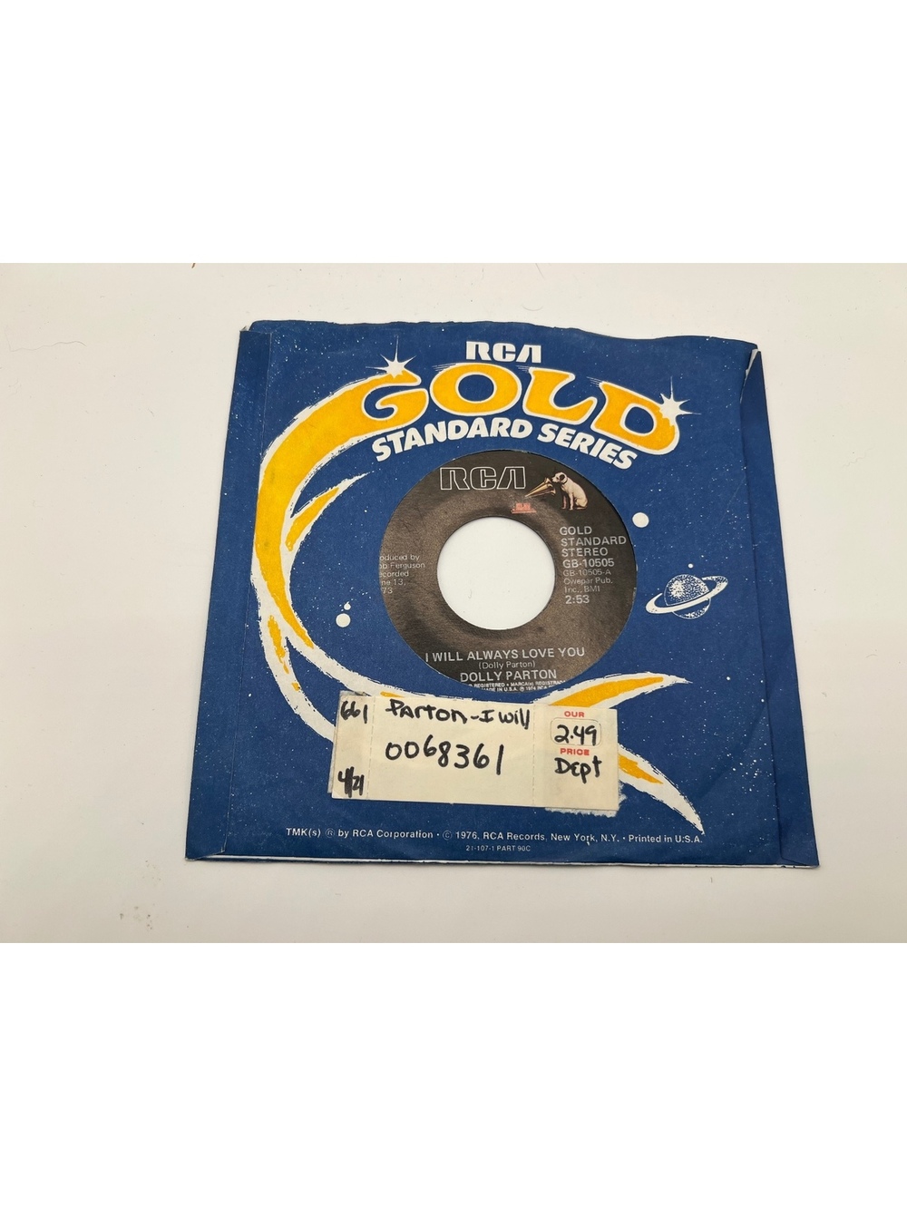 1974 Dolly Parton 45 RPM Vinyl I will always Love you Lonely Coming Down